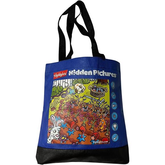 Highlights Hidden Pictures Tote Bag Blue Black Kids Activity Bag - Picture 3 of 5